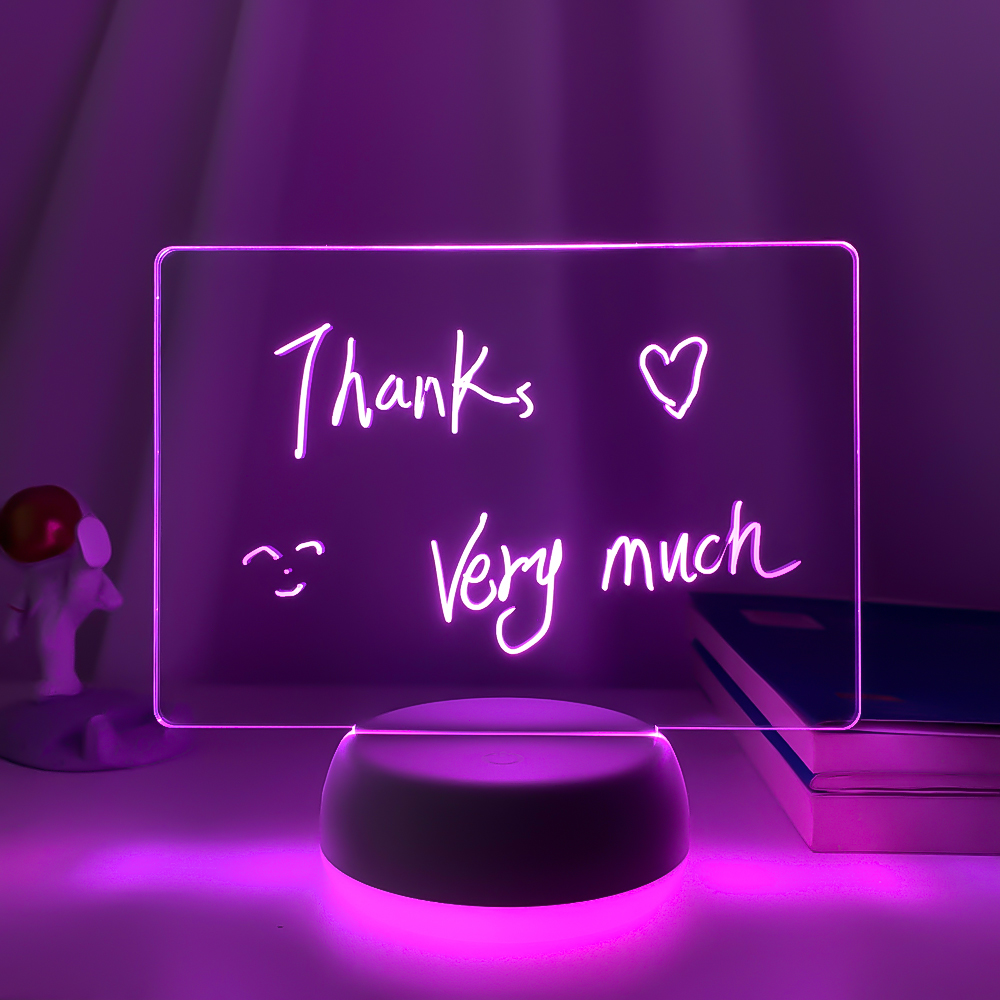 LED Acrylic Message Board with Colorful Light Base